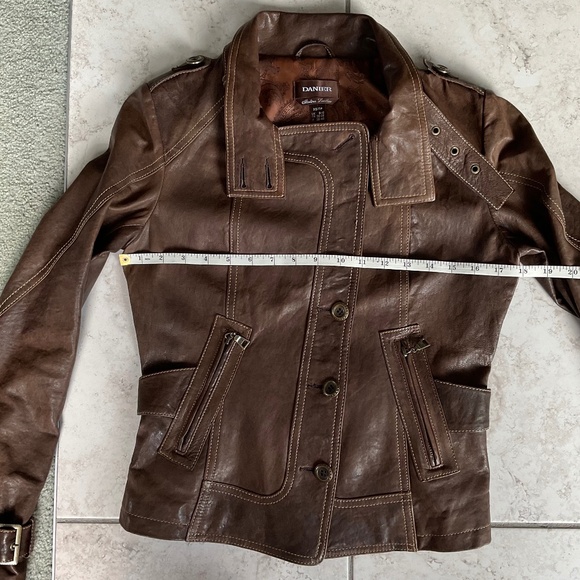 Danier Italian Leather Brown Biker Moto Jacket - Picture 13 of 16